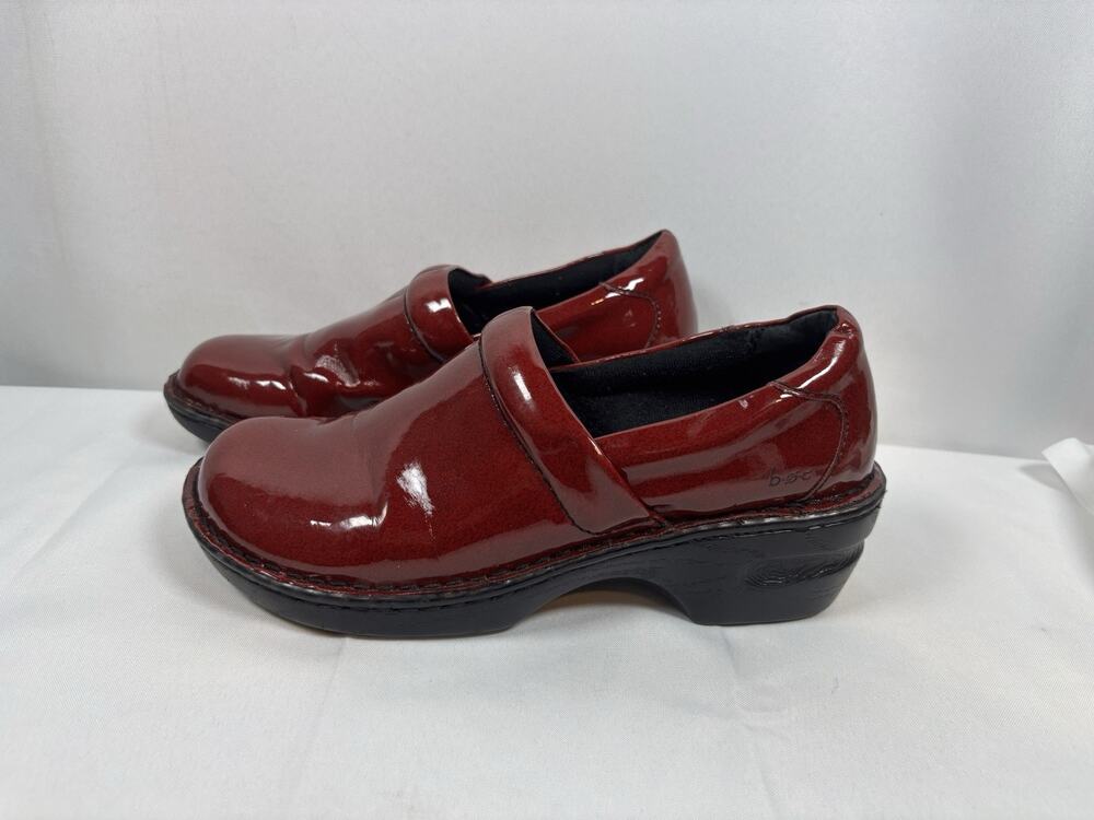 DANSKO Slip On Professional Leather Clogs 40/8.5 Shiny RedBurgundy Made In Italy